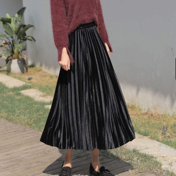 Velvet Pleated Skirt - Picture 8 of 11
